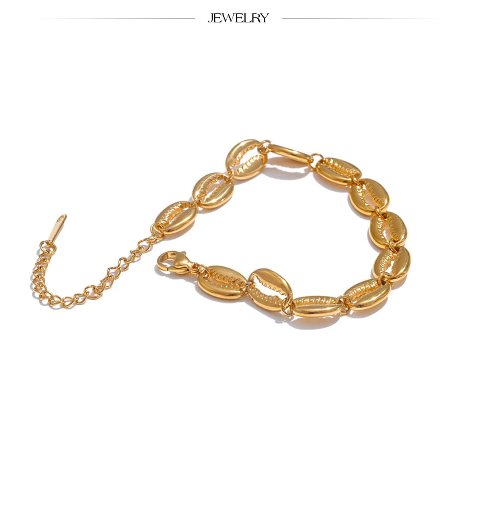 Shell Geometric Bracelet — 18K Gold-Plated Stainless Steel with Shell · PS2299