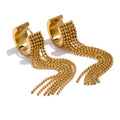 Geometric chain earrings in gold-plated stainless steel.