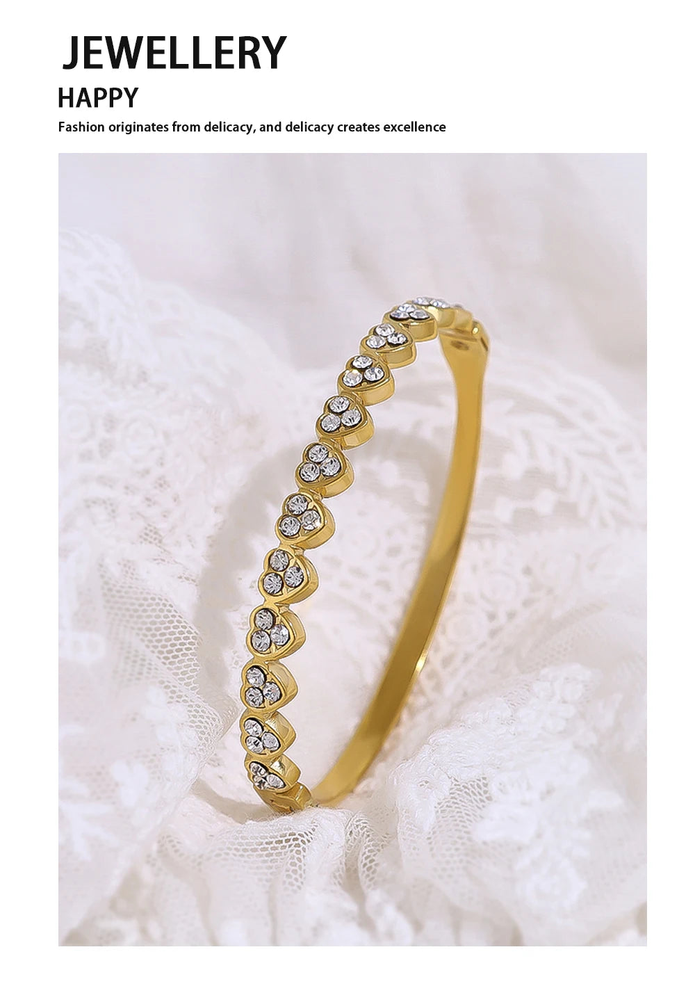 Love Heart Bangle Bracelet — 316L Stainless Steel · PS411