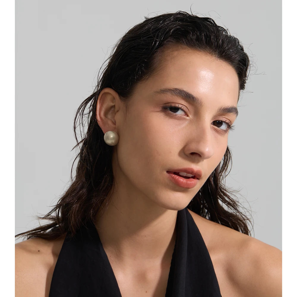 Pearl Geometric Earrings — Gold-Plated Stainless Steel with Pearl · PS1659