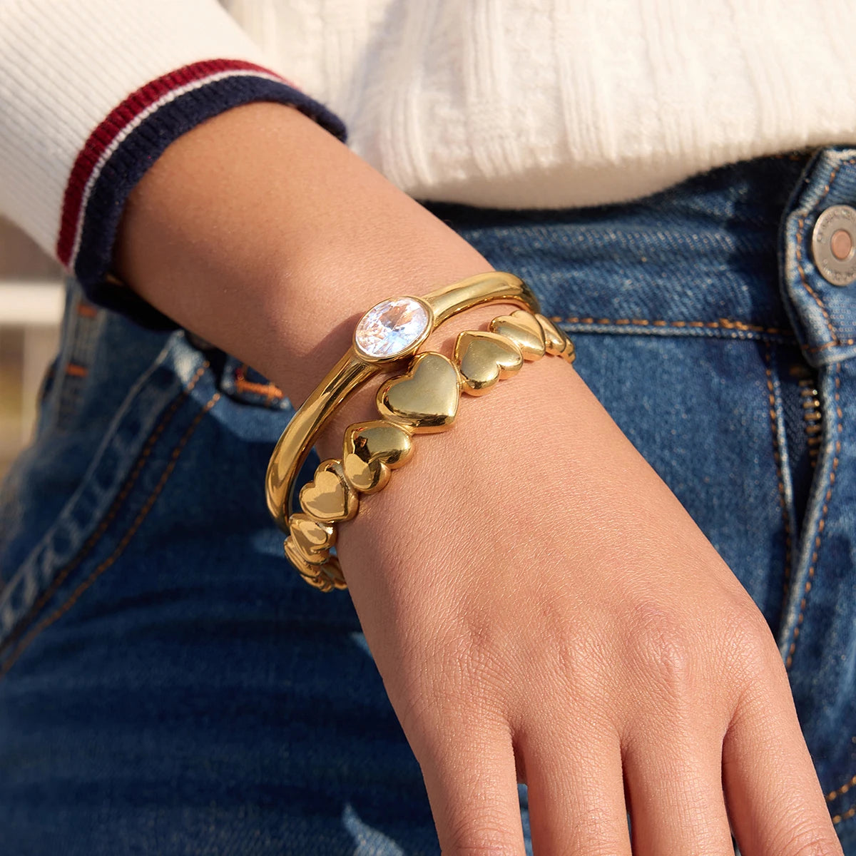Heart Open Bracelet — Stainless Steel · PS316