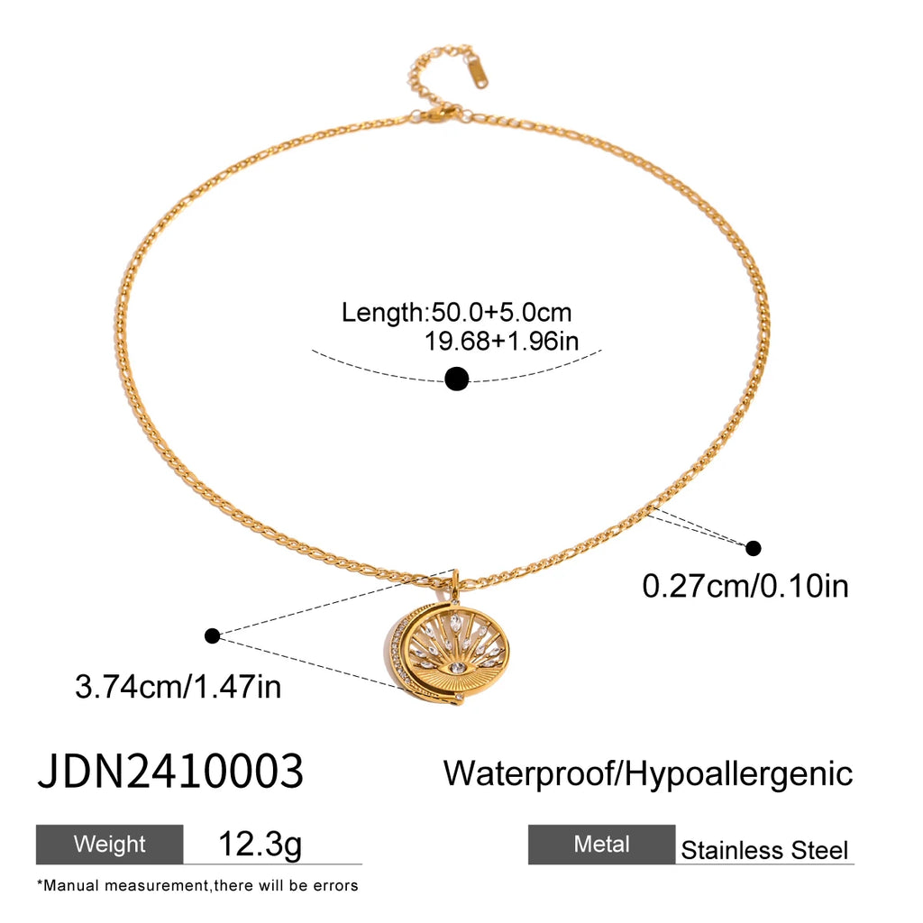 Hollow Eye CZ Pendant Necklace — Stainless Steel · PS318