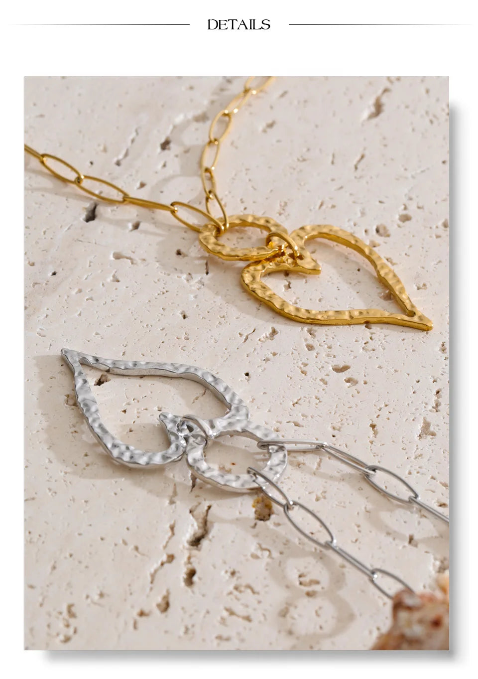Heart necklace in gold-plated stainless steel.