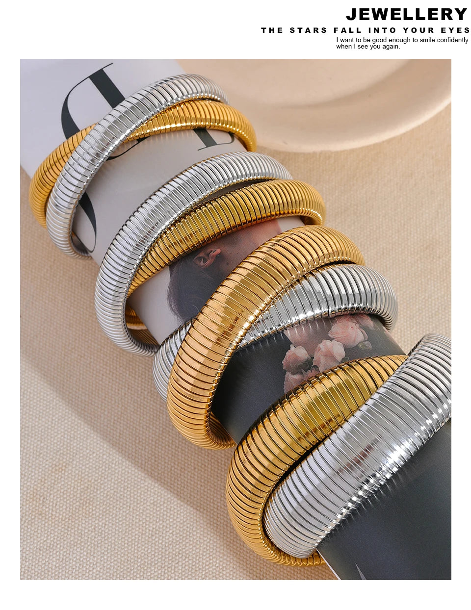 Geometric Bracelet — Gold-Plated Stainless Steel · PS1829