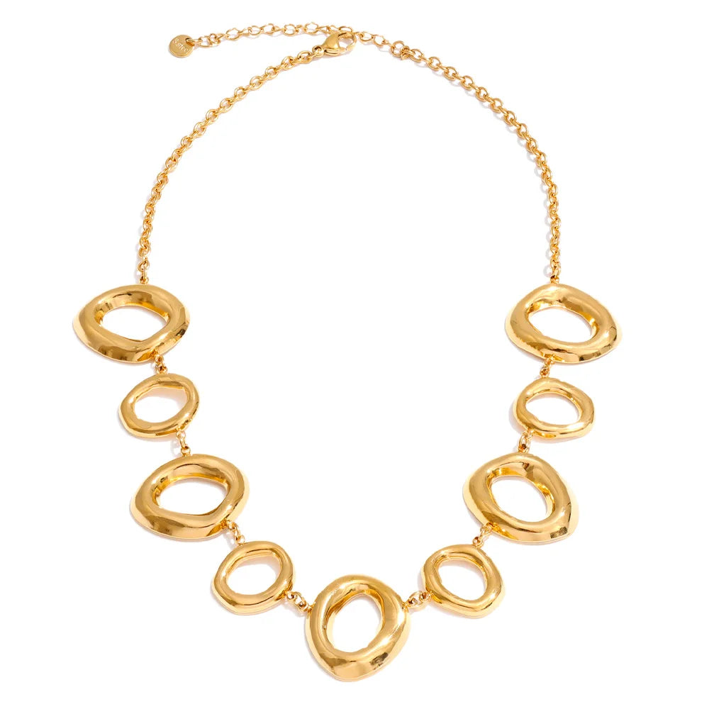 Cubic zirconia geometric chain necklace in gold-plated stainless steel with cubic zirconia.