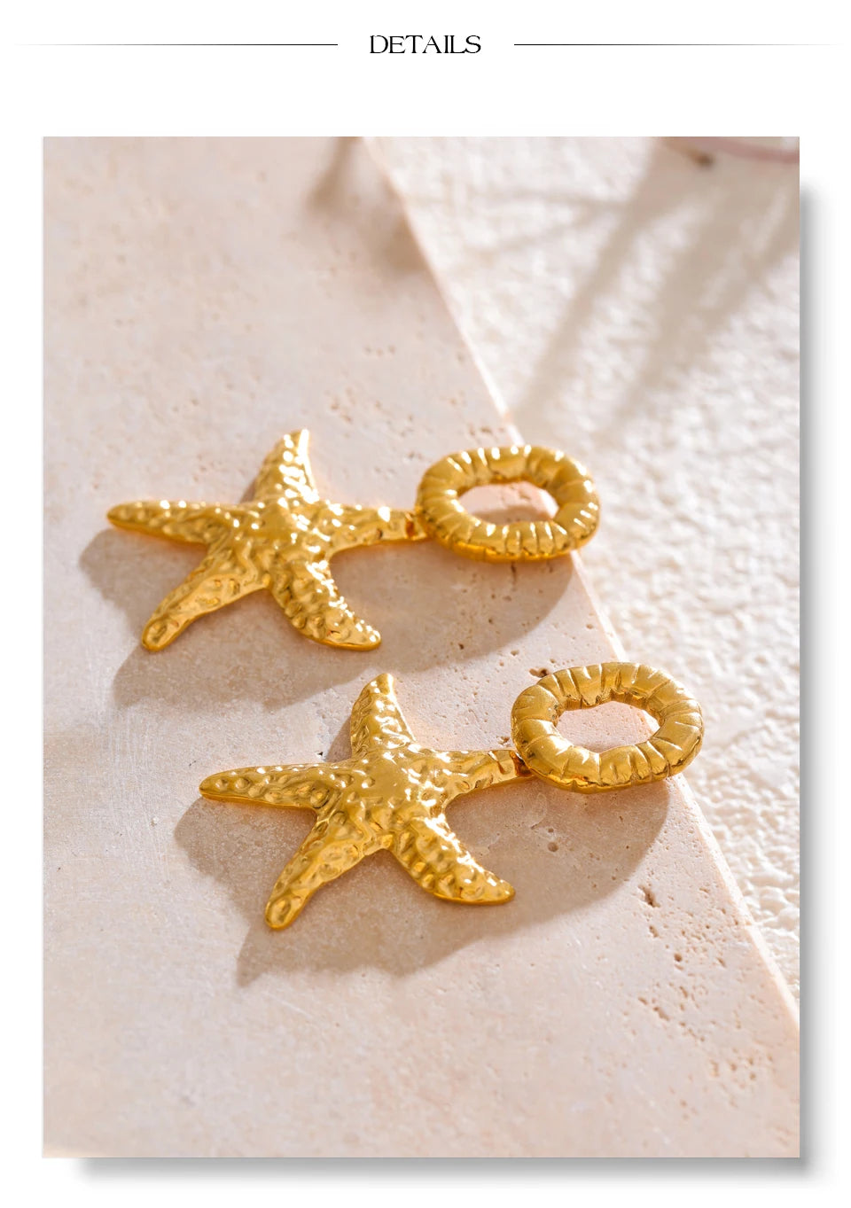 Star earrings in gold-plated stainless steel.
