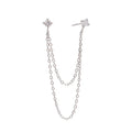 Cubic zirconia geometric chain earrings in gold-plated stainless steel with cubic zirconia.