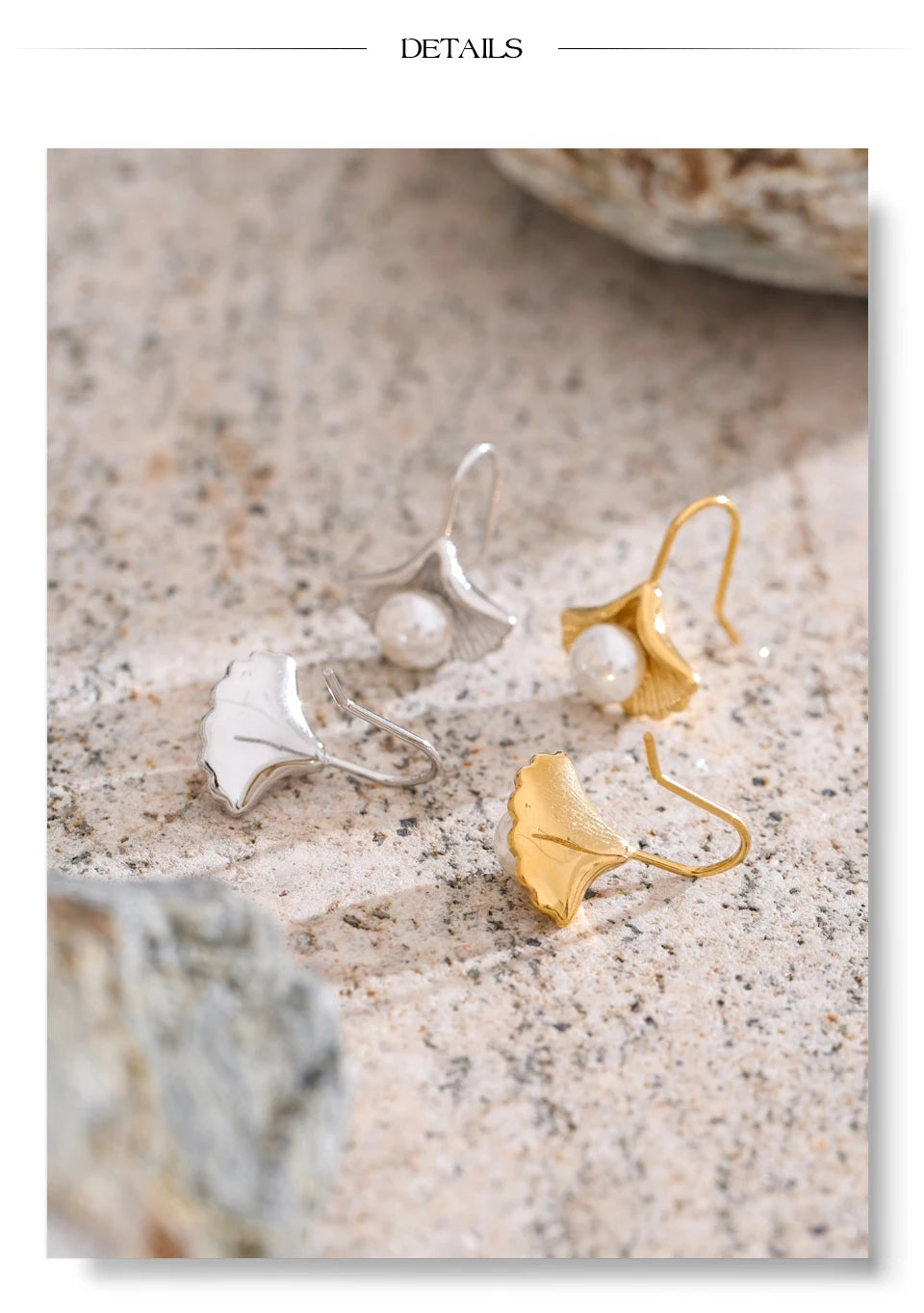 Pearl earrings in gold-plated stainless steel with pearl.