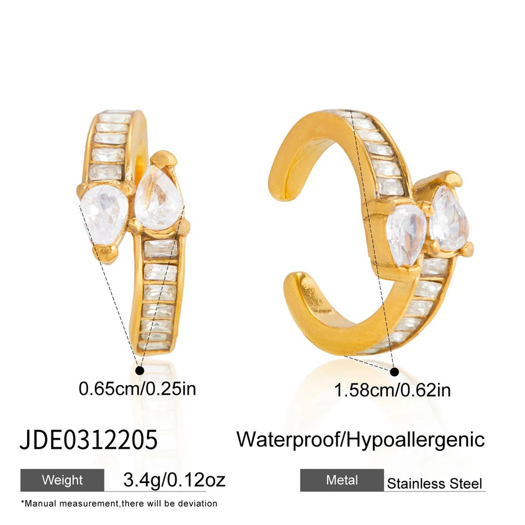 Wavy CZ Stud Earrings — Stainless Steel · PS377