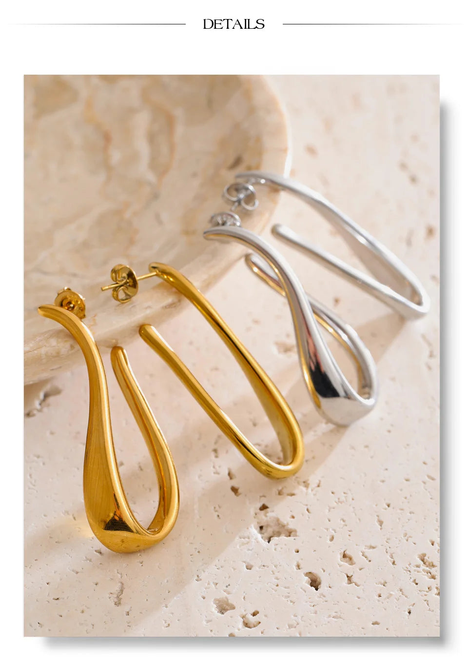 Geometric earrings in gold-plated 316L stainless steel.