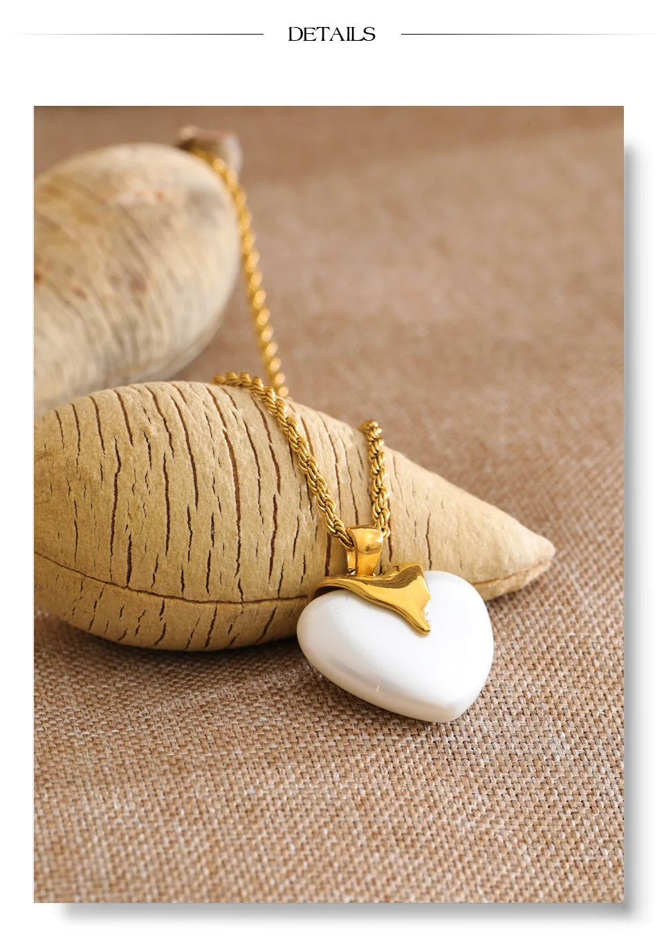 Pearl heart necklace in gold-plated stainless steel with pearl.