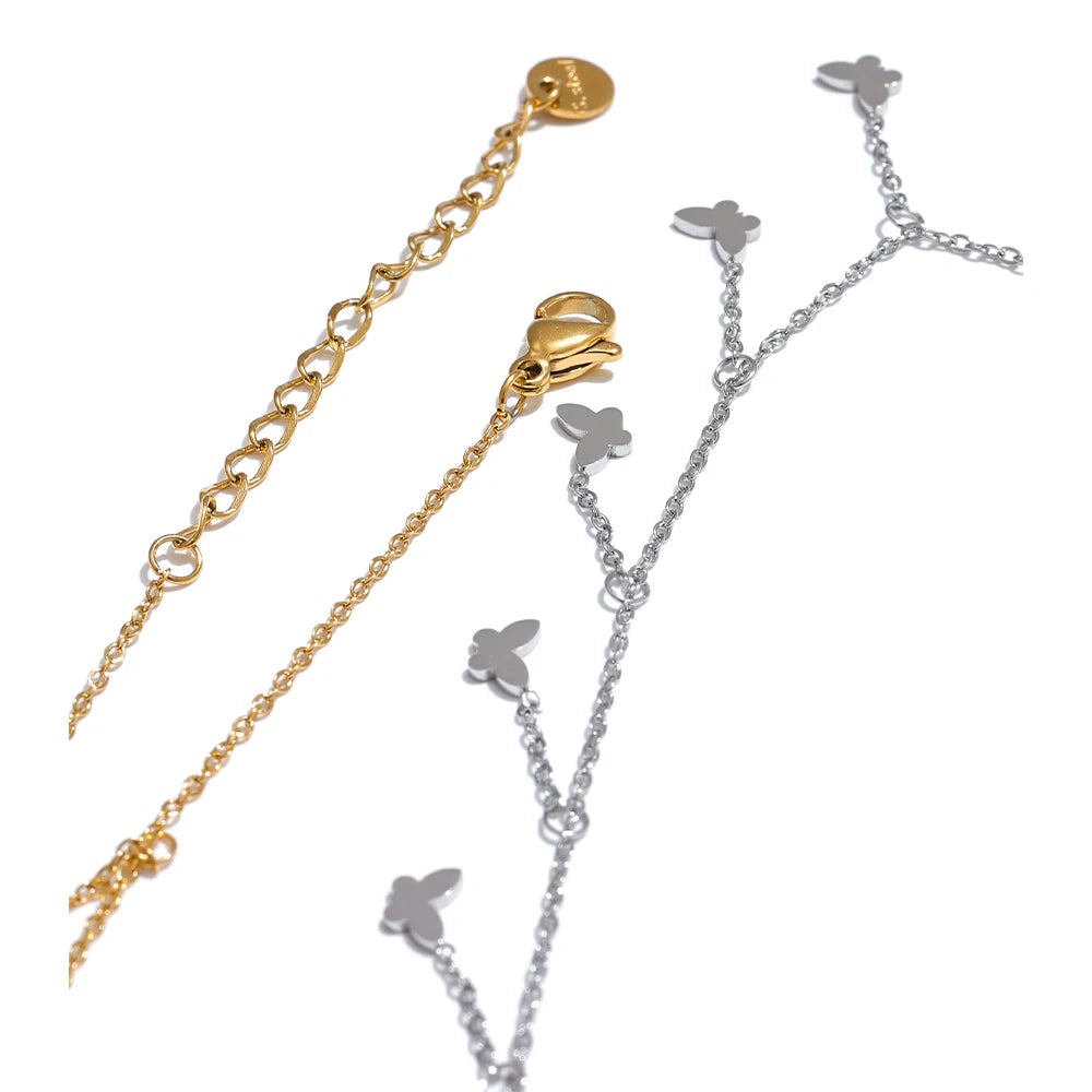 Butterfly Geometric Chain Anklet — Gold-Plated Stainless Steel · PS2247