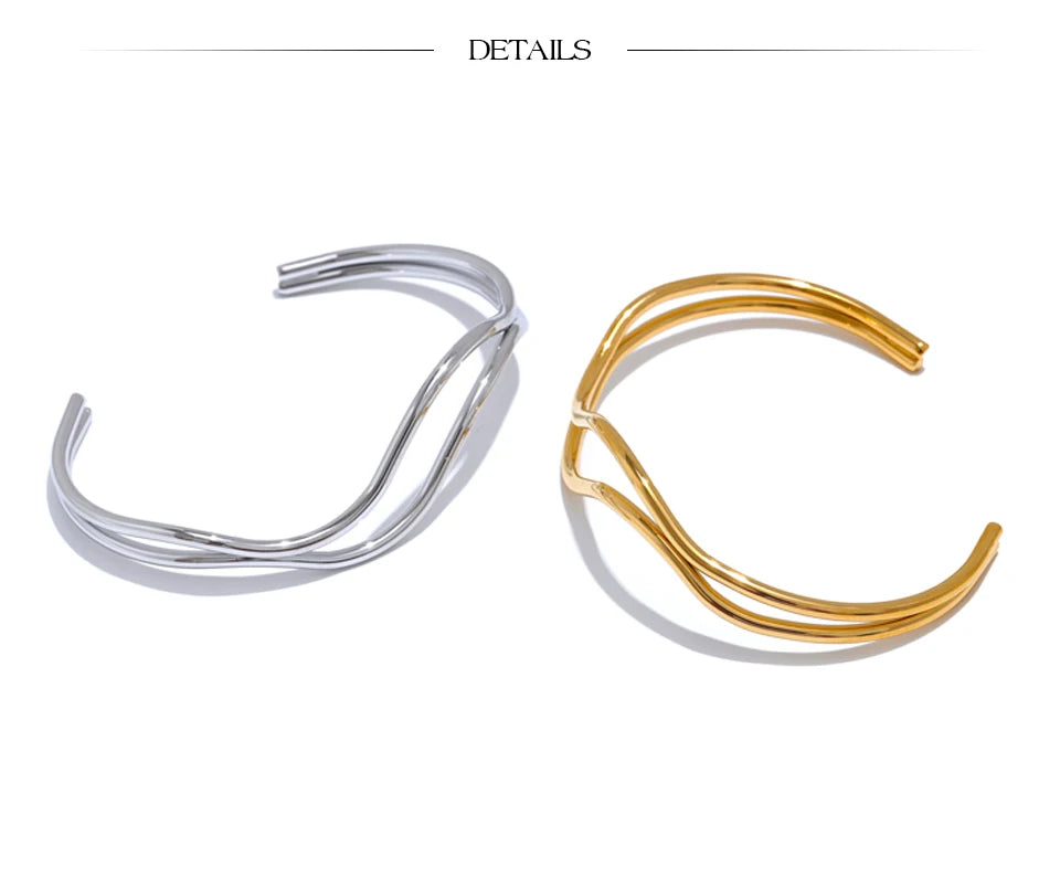Geometric Layered Bracelet — Gold-Plated Stainless Steel · PS1626