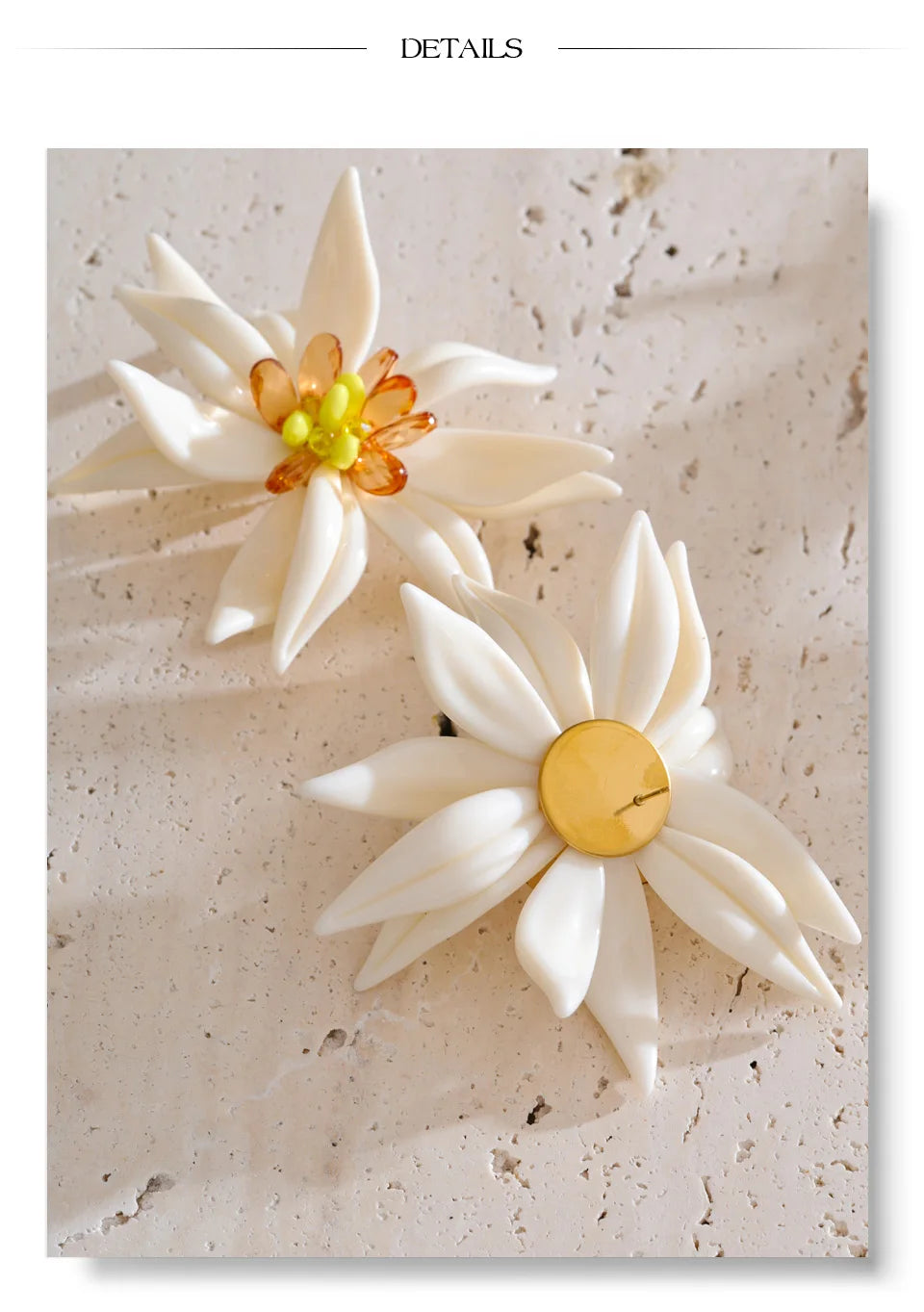 Acrylic Flower Earrings — Gold-Plated Stainless Steel with Acrylic · PS1594