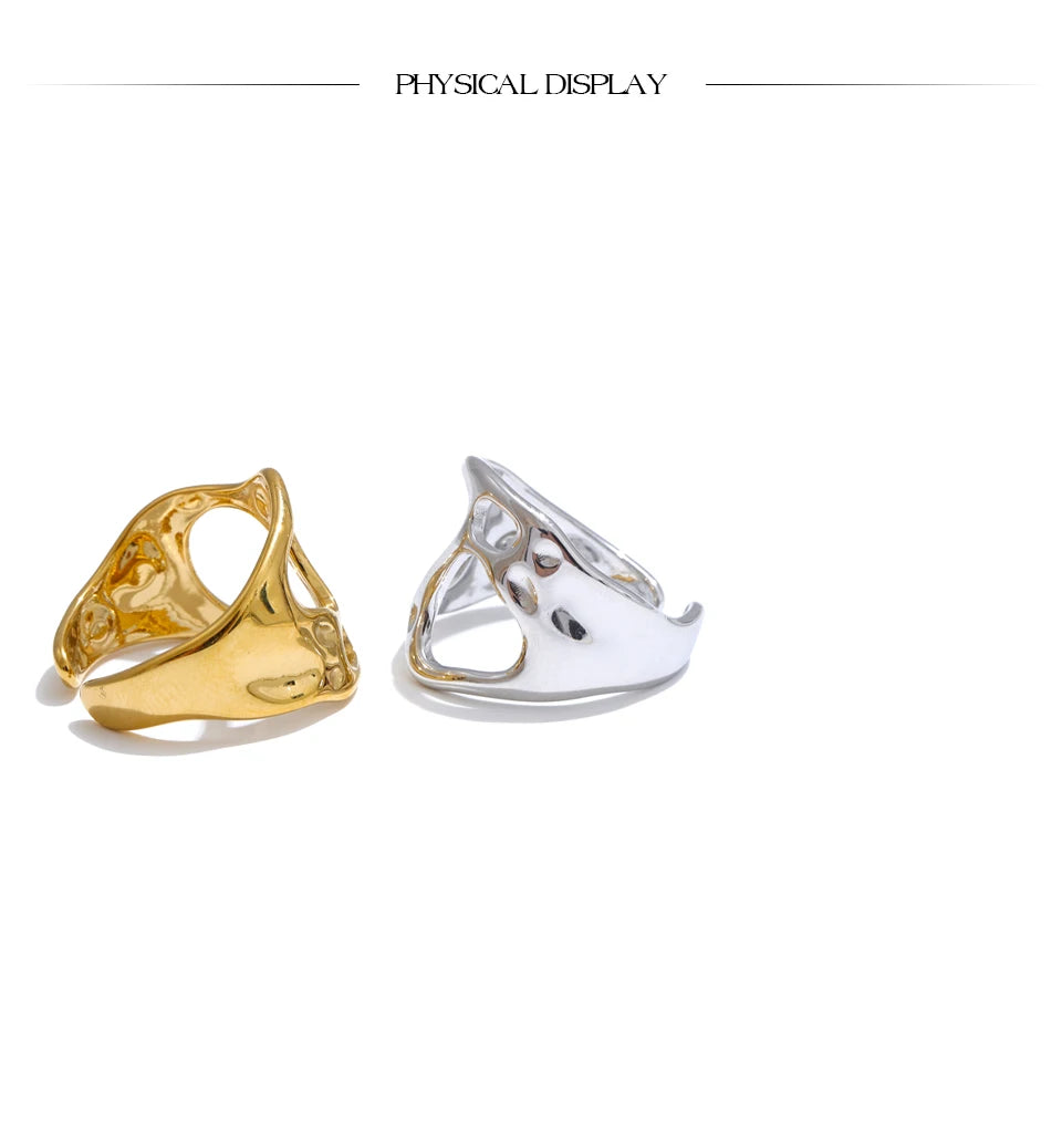 Geometric ring in gold-plated stainless steel.