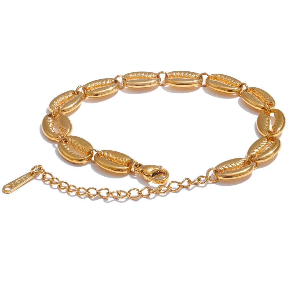 Shell Geometric Bracelet — 18K Gold-Plated Stainless Steel with Shell · PS2299