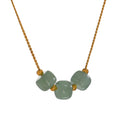 Green natural stone geometric necklace in 18K gold-plated stainless steel with natural stone.