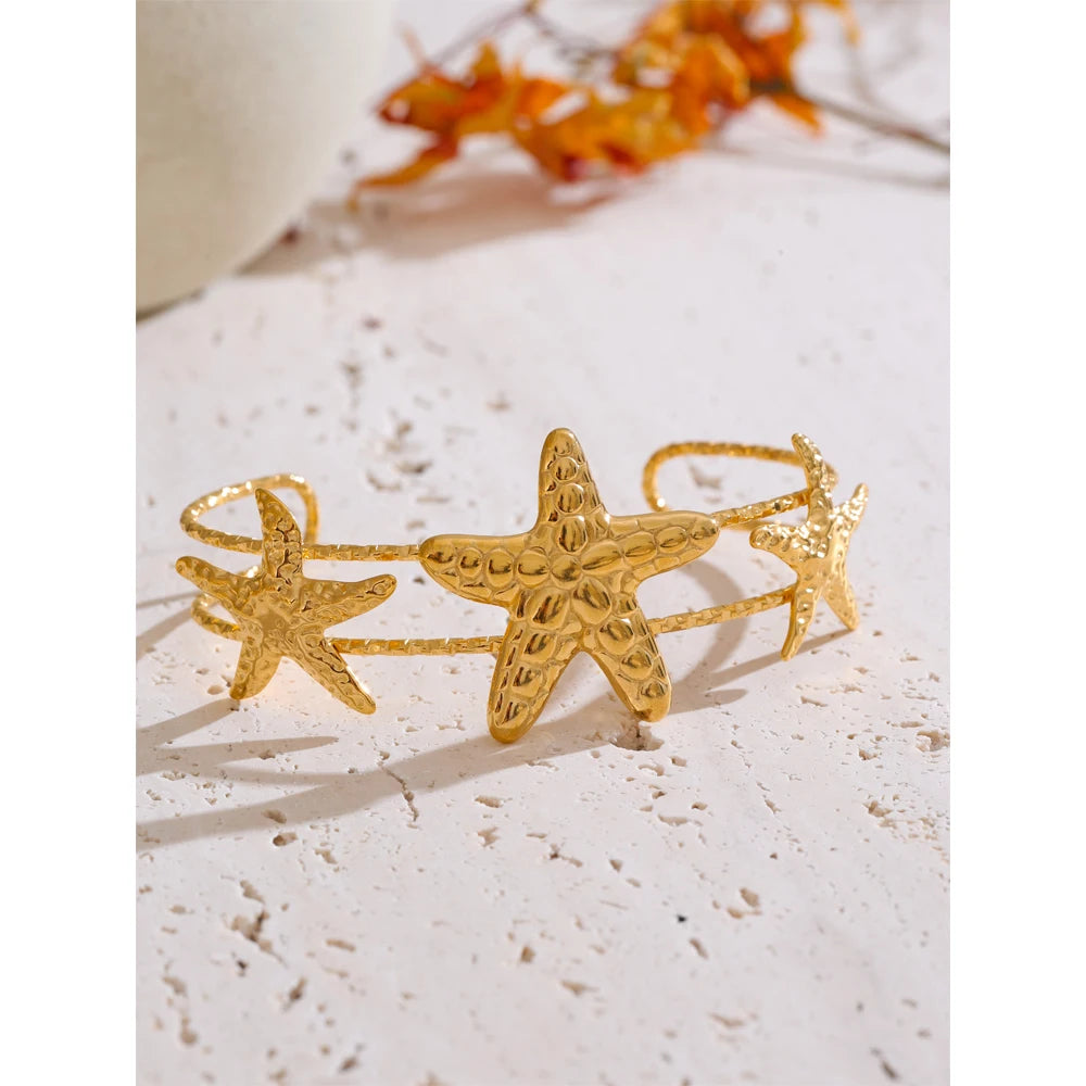 Shell Star Sun Bracelet — Gold-Plated Stainless Steel with Shell · PS2309