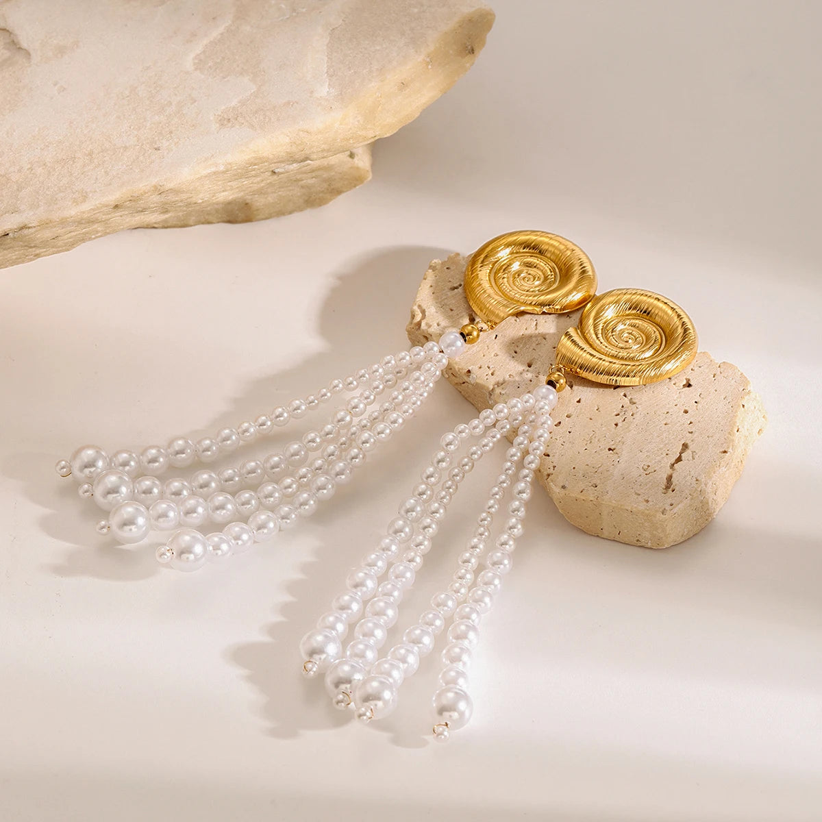 Pearl Tassel Ocean Earrings — Stainless Steel · PS077