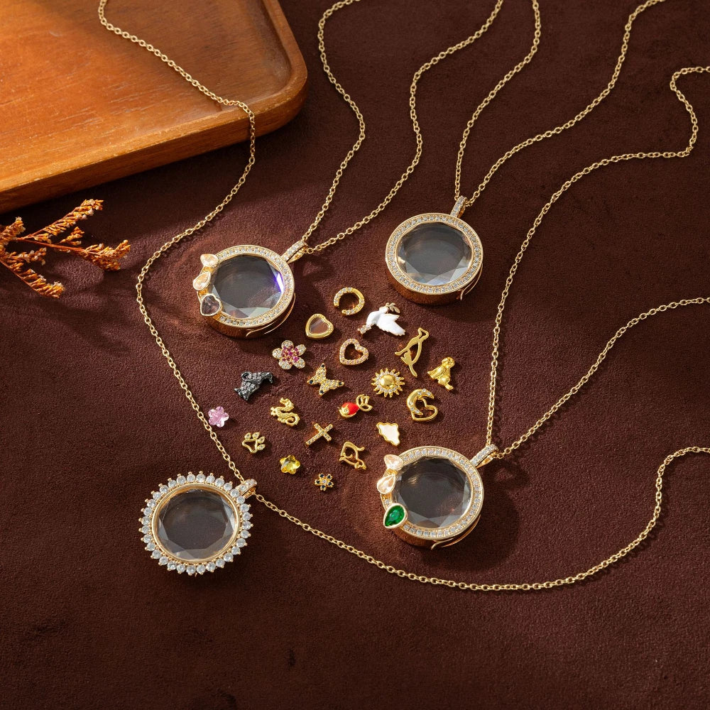 【Charm Locket Necklace】personalized picture box pendant with an openable hollow design and transparent box Necklaces for women
