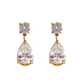Cubic zirconia geometric earrings in gold-plated stainless steel with cubic zirconia.