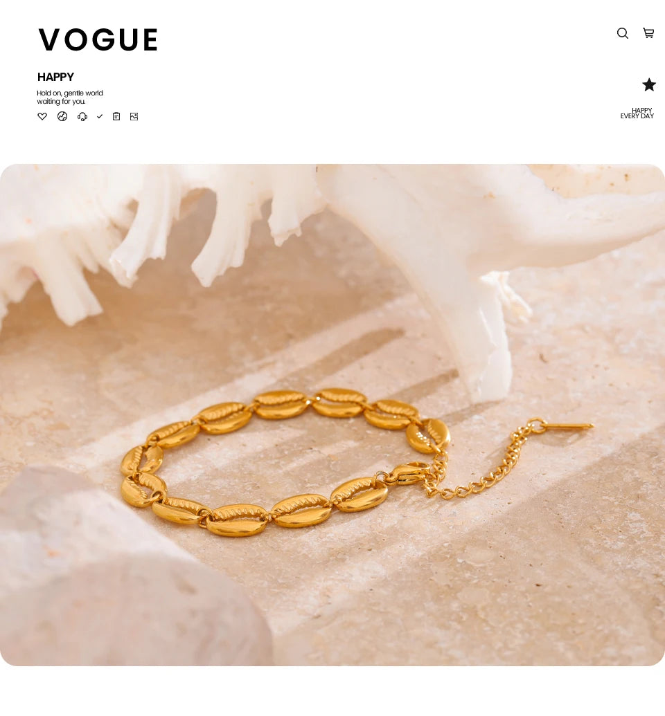 Shell Geometric Bracelet — 18K Gold-Plated Stainless Steel with Shell · PS2299