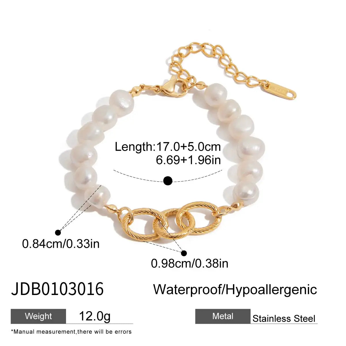 Pearl Chain Bracelet Stack — Stainless Steel · PS027