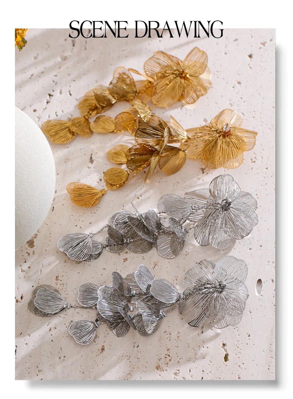 Flower Earrings — Gold-Plated Stainless Steel · PS2148