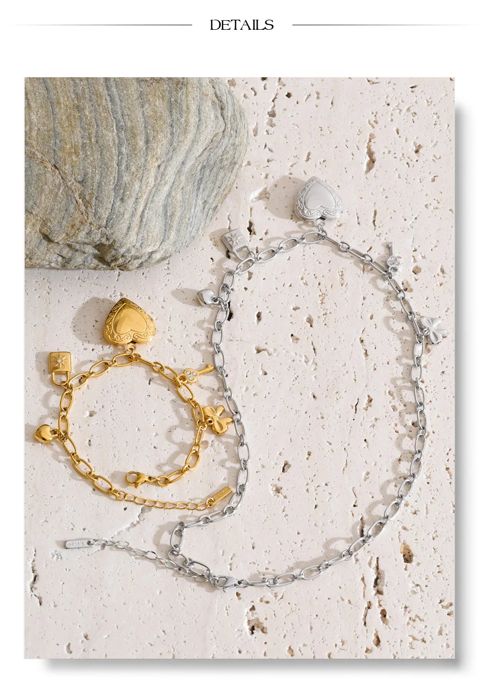 Heart necklace in gold-plated stainless steel.