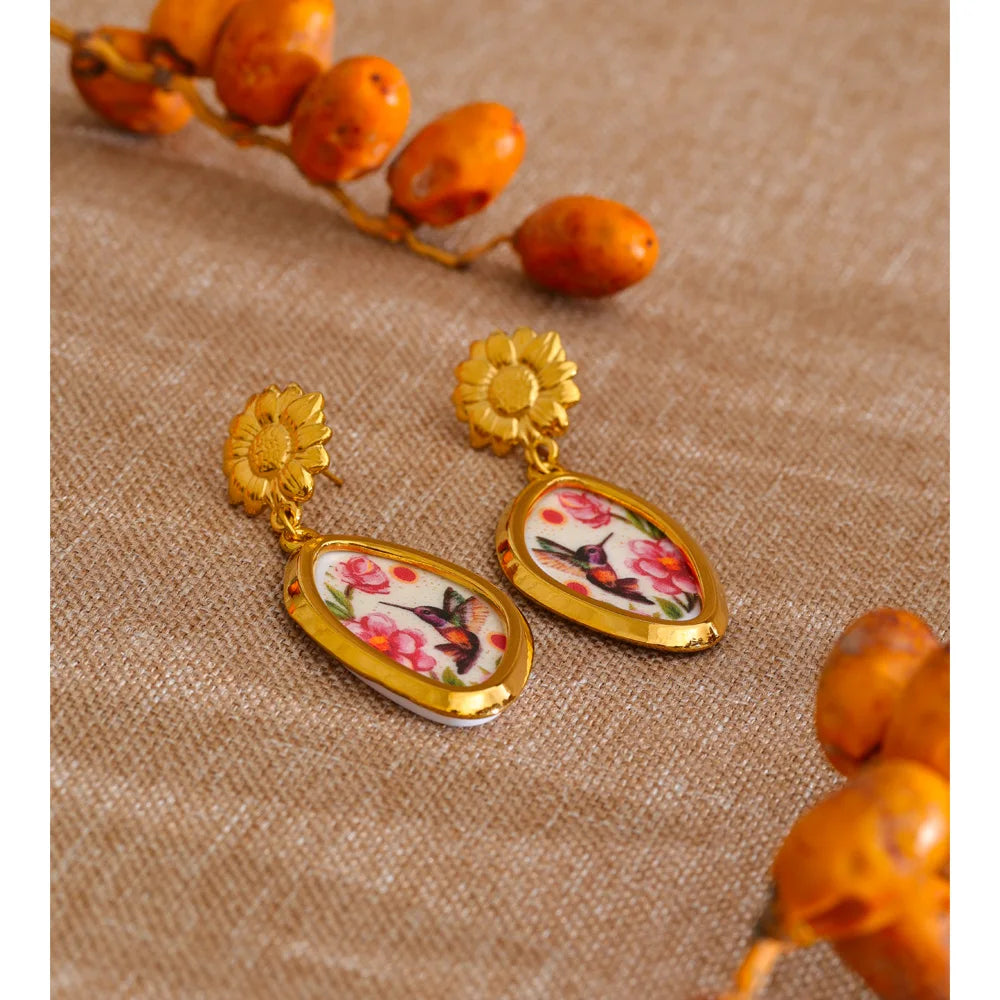 Acrylic Flower Earrings — Gold-Plated Stainless Steel with Acrylic · PS1137