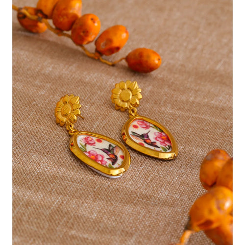 Acrylic Flower Earrings — Gold-Plated Stainless Steel with Acrylic · PS1137
