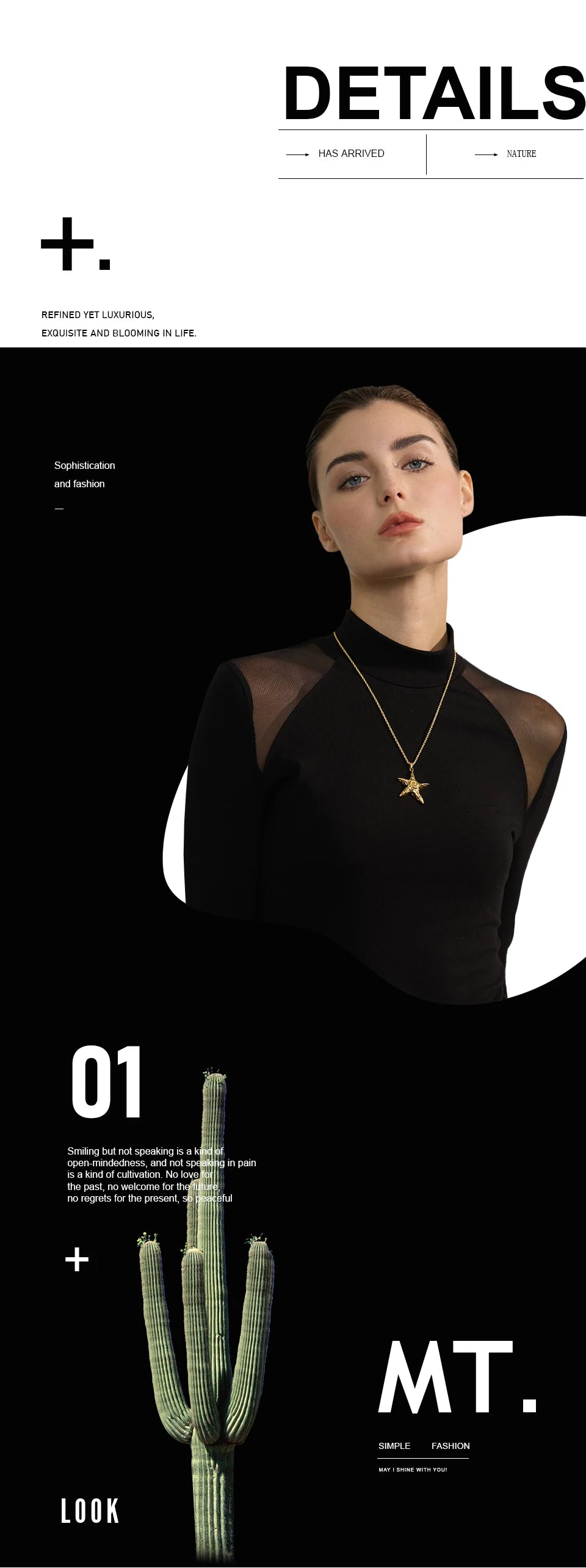 Star necklace in gold-plated 316L stainless steel.