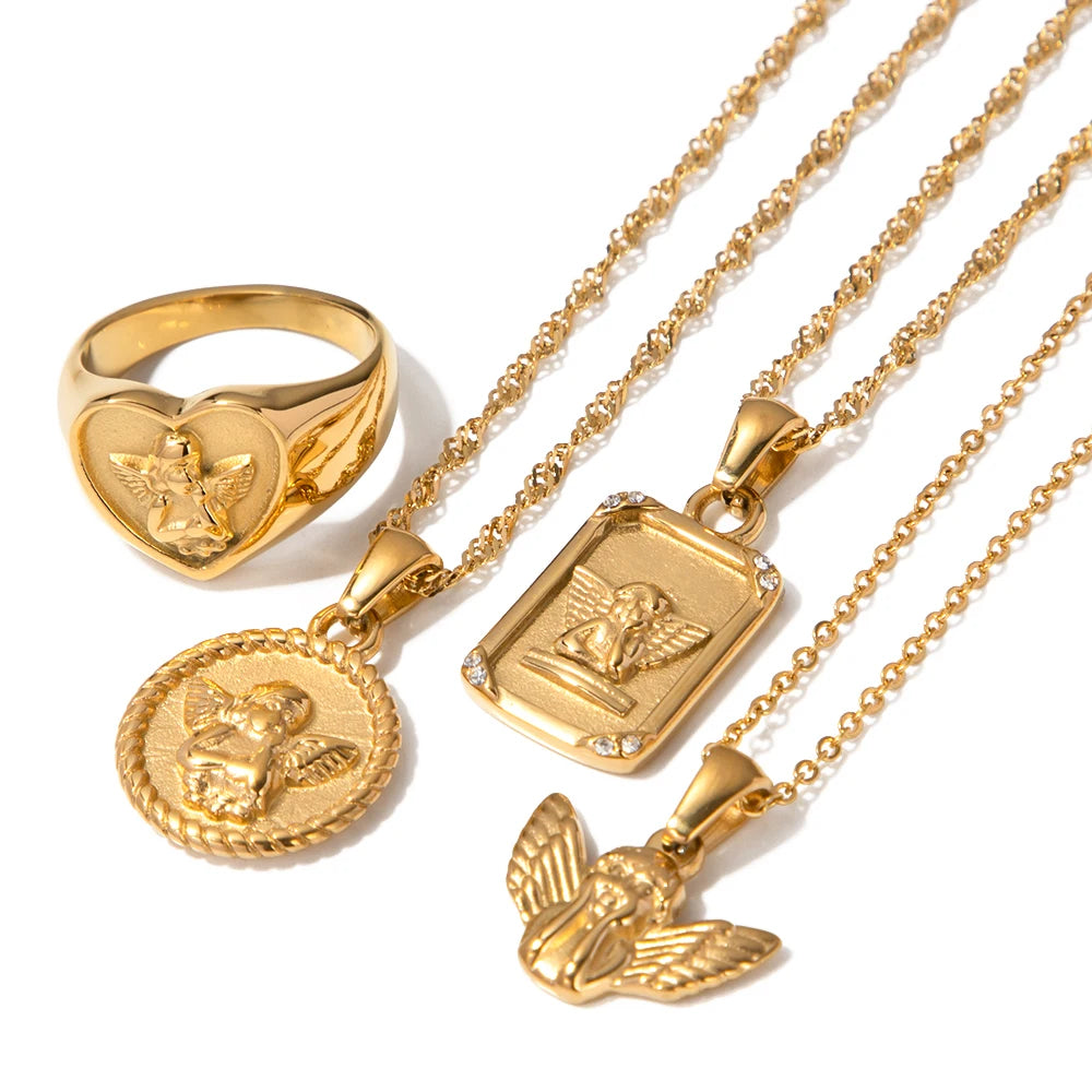 Angel Charm Necklace — 316L Stainless Steel · PS132