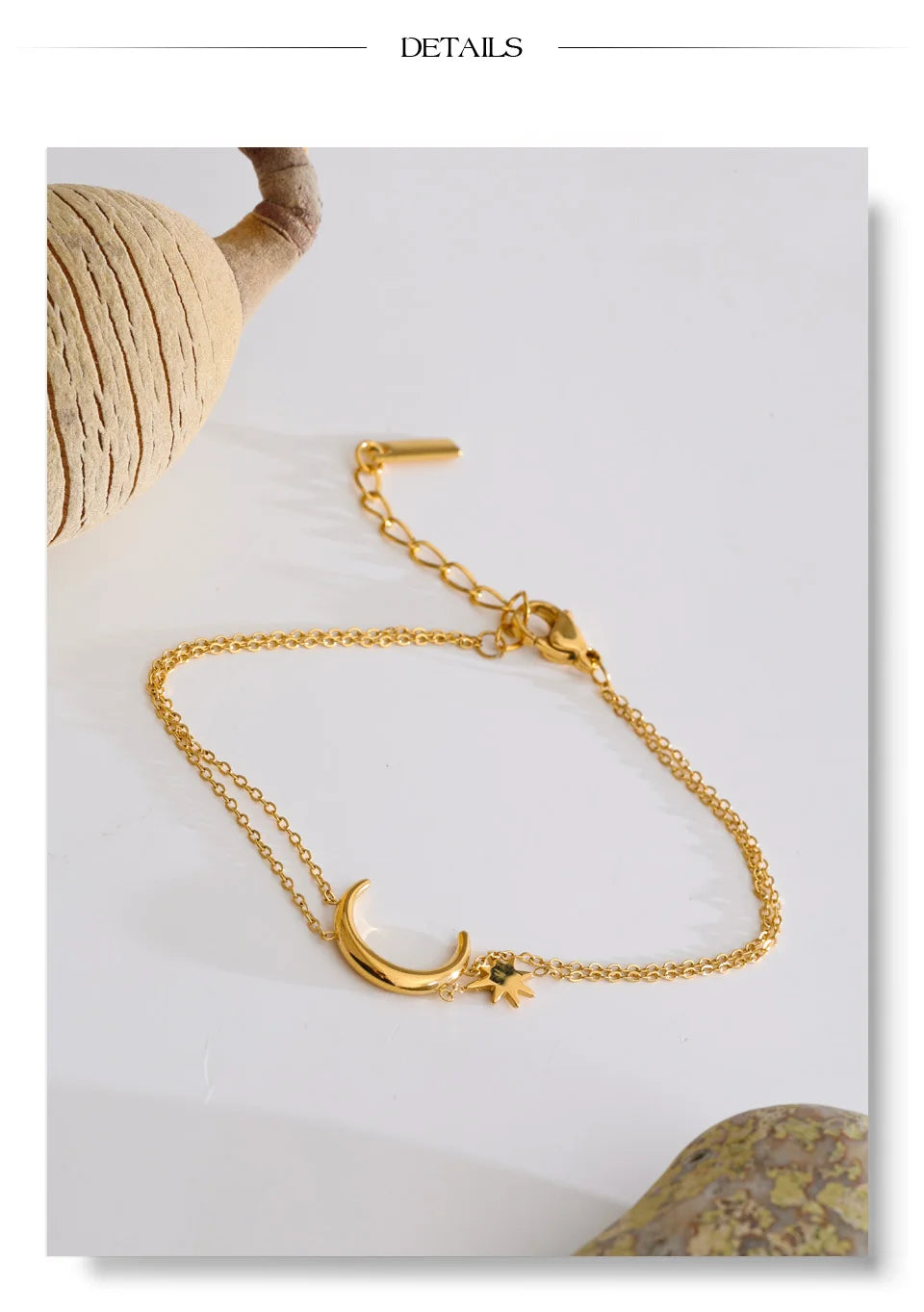 Moon Sun Chain Bracelet — Gold-Plated Stainless Steel · PS1073