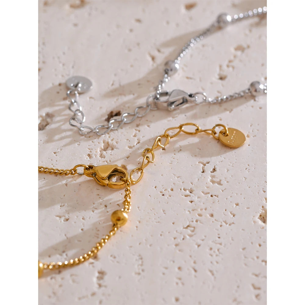 Cubic Zirconia Chain Bracelet — Gold-Plated Stainless Steel with Cubic Zirconia · PS2107