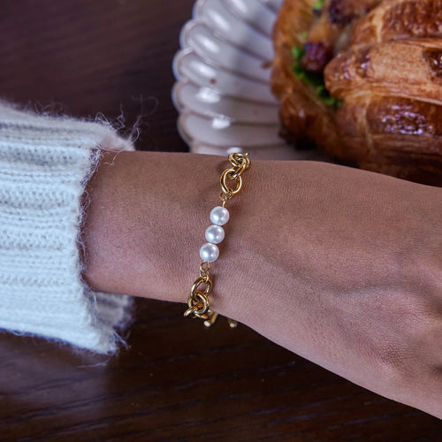 Bow Pearl Bracelet — Stainless Steel · PS282