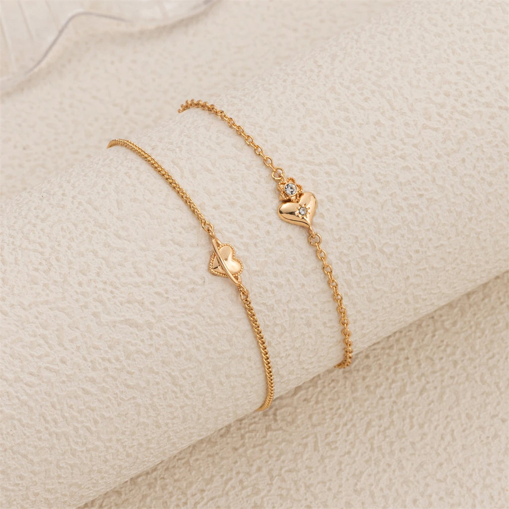 Valentine's Day fashionable heart-shaped high-end zircon-encrusted gold-plated adjustable bracelet