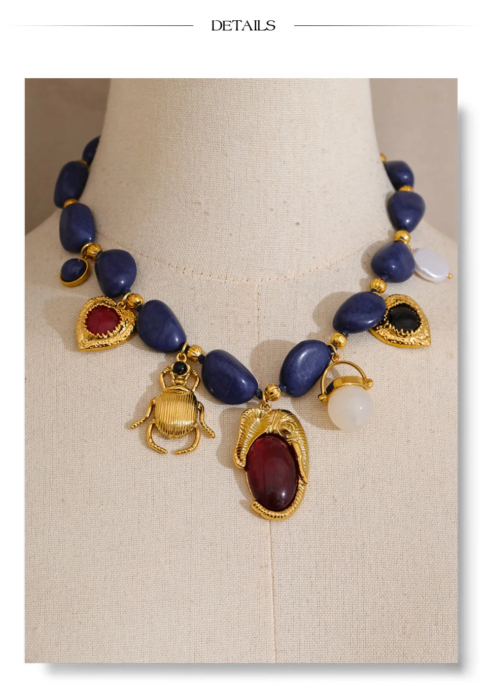 Blue Pearl Acrylic Earrings — Gold-Plated Stainless Steel with Pearl and Acrylic · PS2013