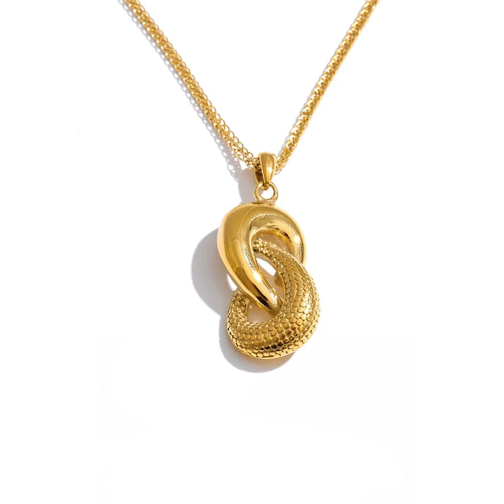 Gold-plated stainless steel necklace with a snake pendant.