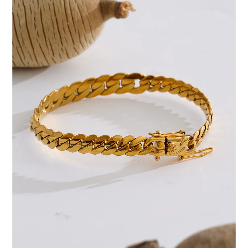 Geometric Chain Bracelet — Gold-Plated Stainless Steel · PS1766