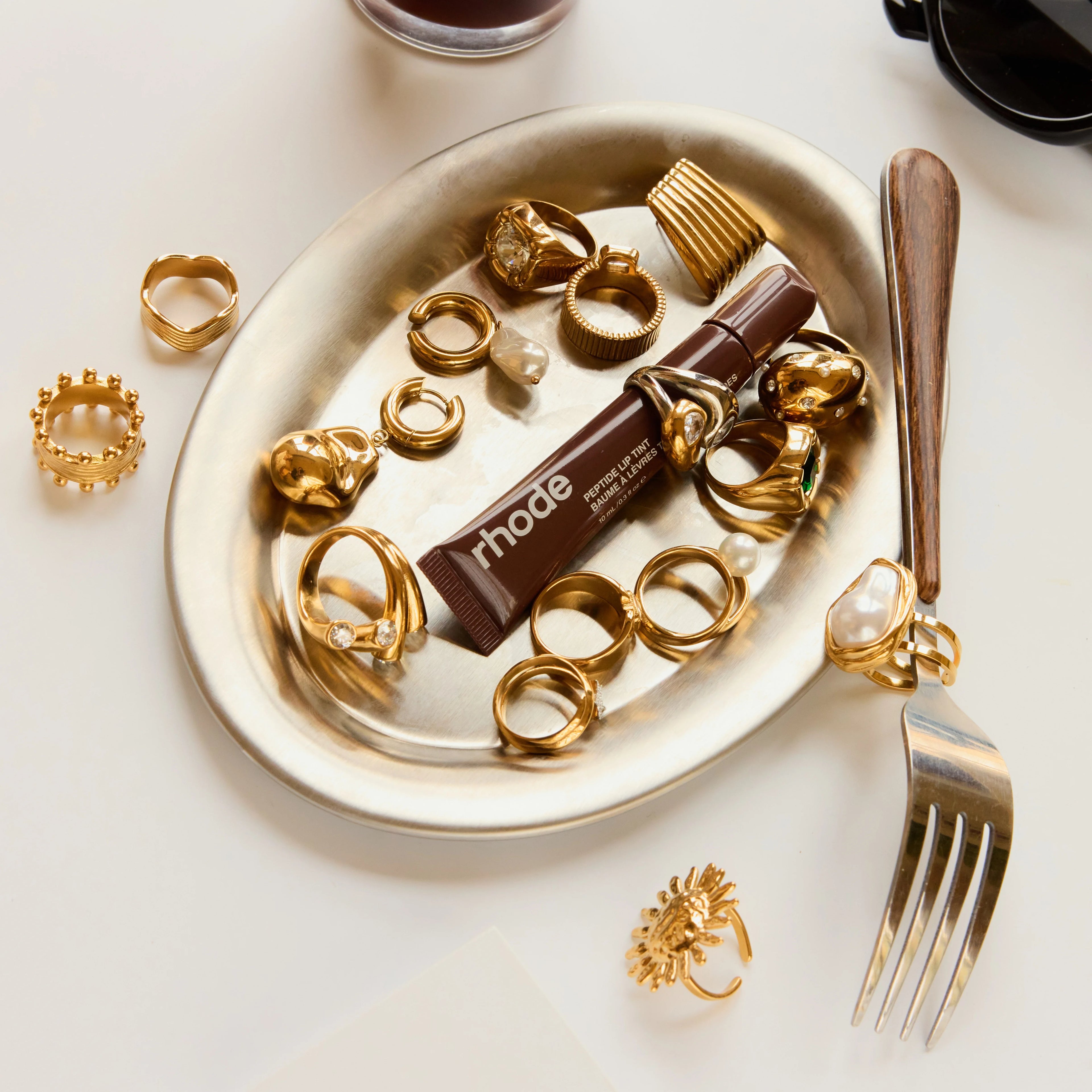 Pearl Sun Ring Stack — Stainless Steel · PS241