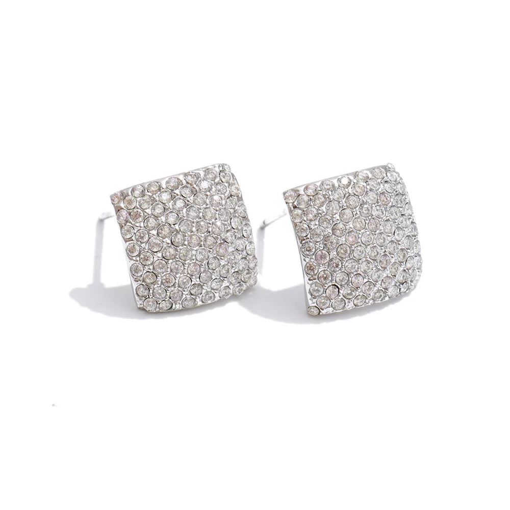 Cubic Zirconia Geometric Earrings — Gold-Plated Stainless Steel with Cubic Zirconia · PS1142