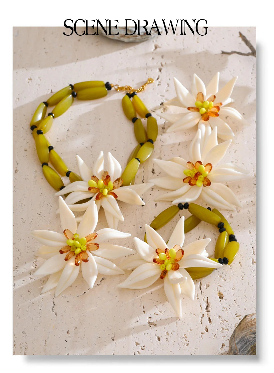 Acrylic Flower Earrings — Gold-Plated Stainless Steel with Acrylic · PS1594