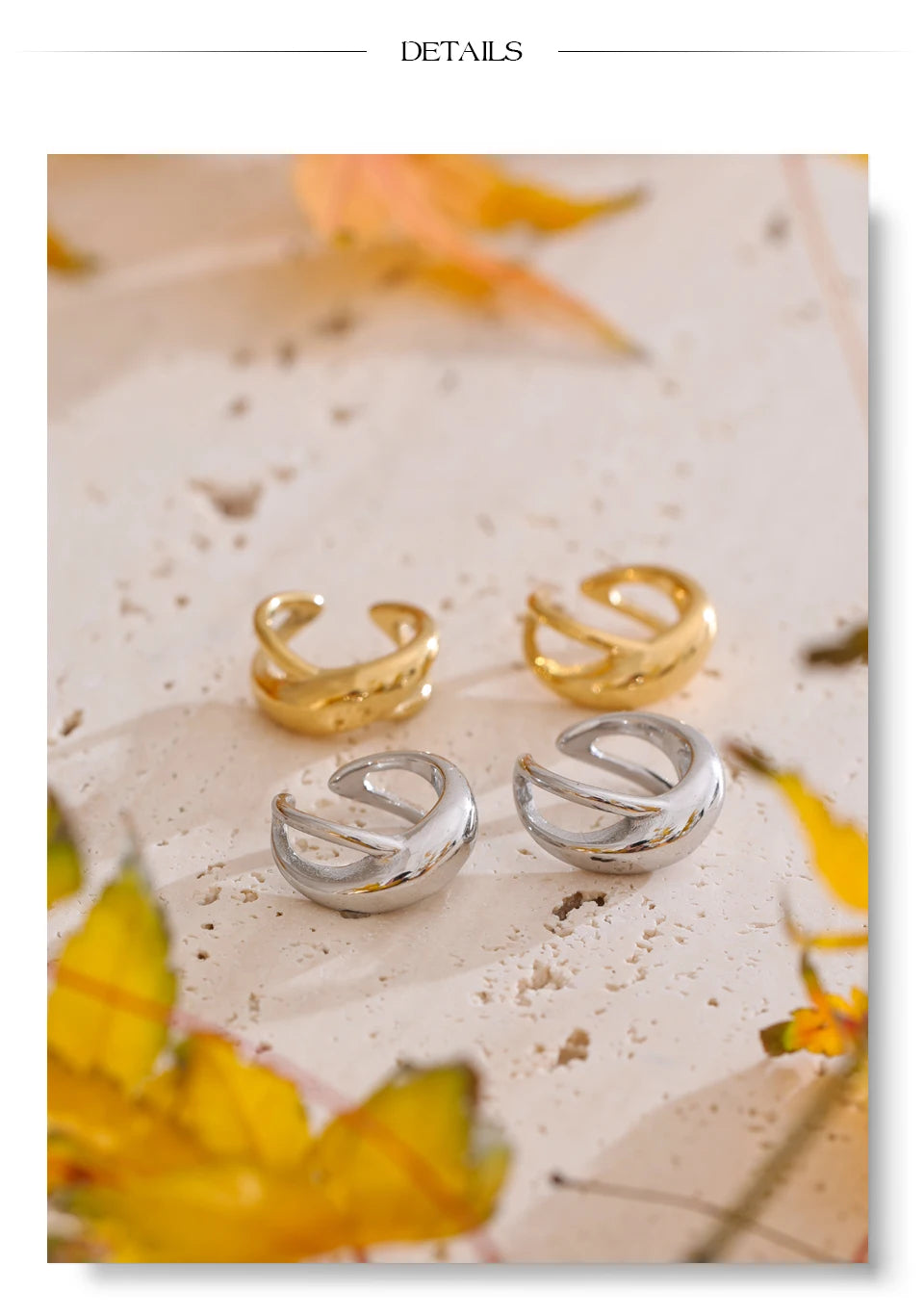 Geometric earrings in gold-plated 316L stainless steel.