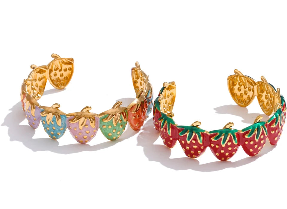Red Enamel Multi-Color Bracelet — Gold-Plated Stainless Steel with Enamel · PS1601