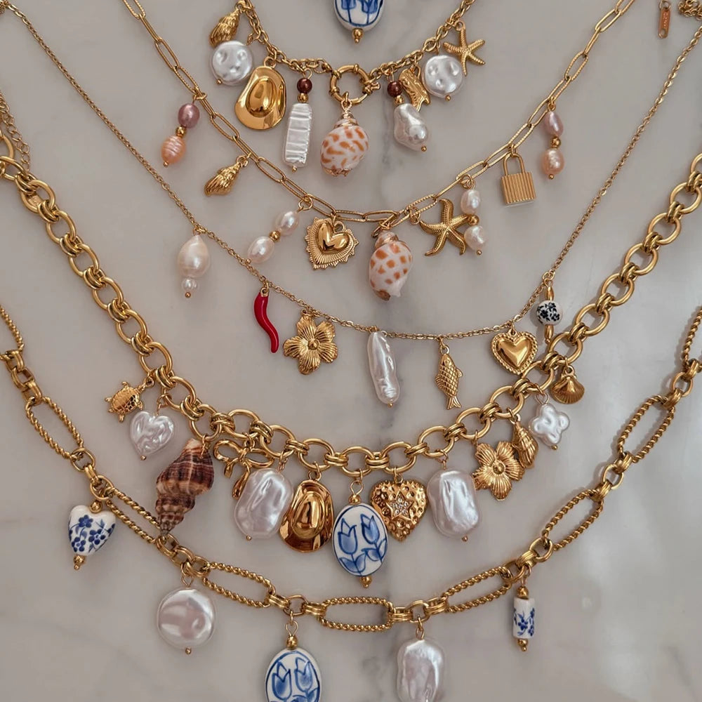 Pearl Belly Chain Pendant Collection — Stainless Steel · PS202