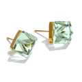 Crystal multi-color geometric earrings in gold-plated stainless steel with crystal.