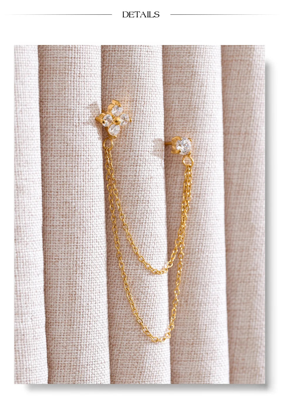 Cubic Zirconia Flower Geometric Earrings — Gold-Plated Stainless Steel with Cubic Zirconia · PS1650