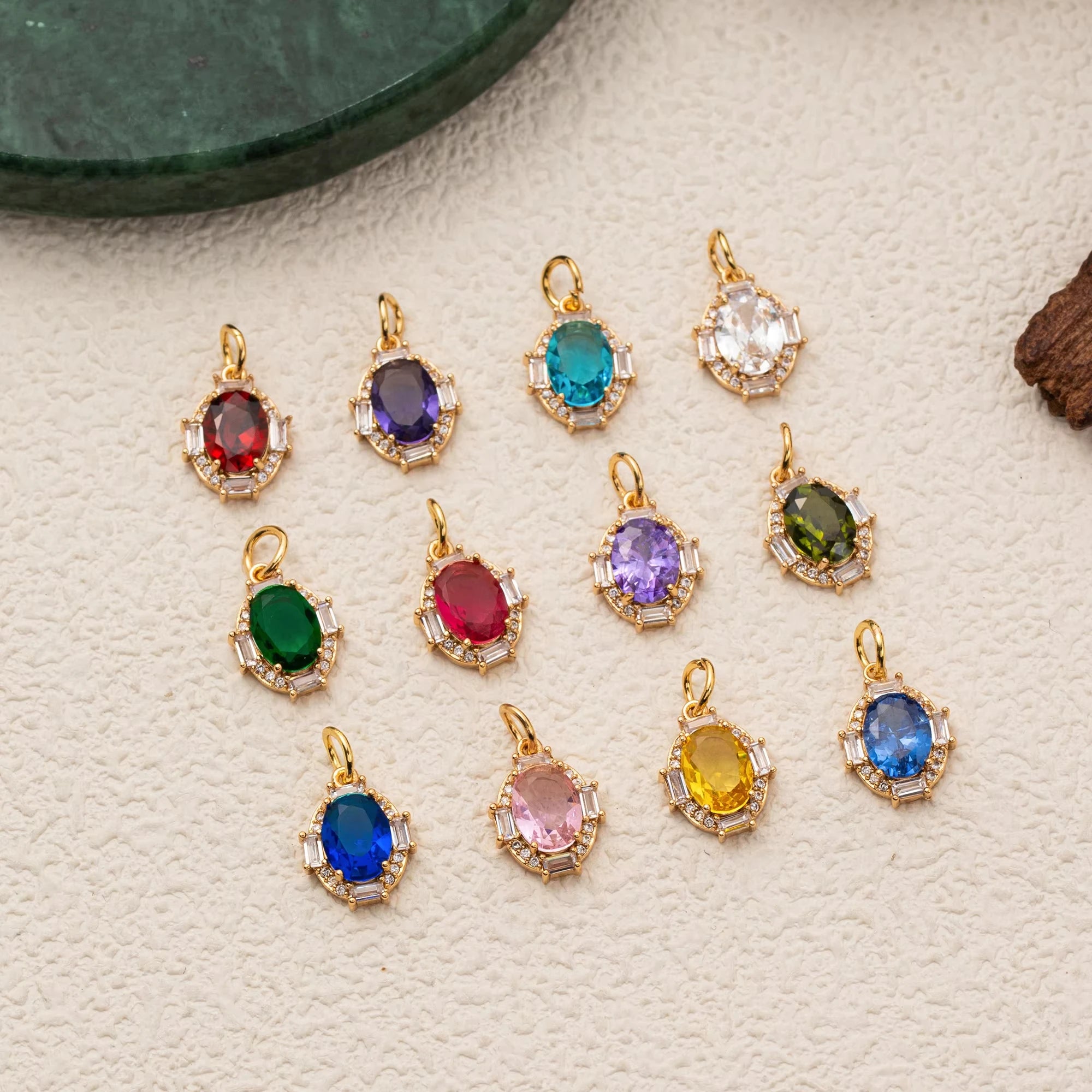 【DIY Pendant】18K Gold Plated Copper Birthstone Charm Pendant - PC010