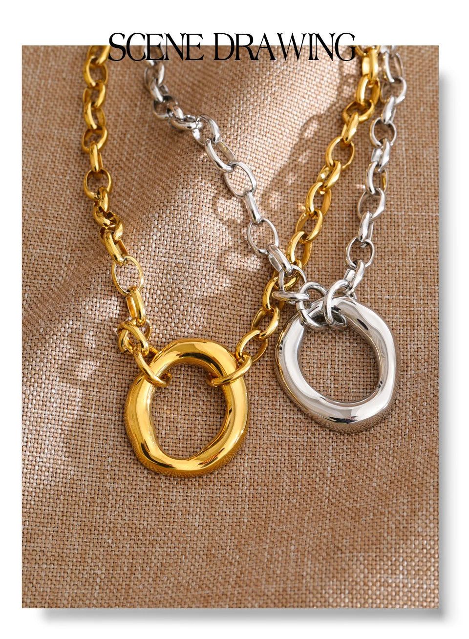 Coin geometric necklace in gold-plated stainless steel.